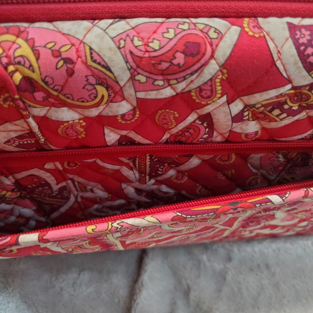 Vera Bradley Red Pink White Floral Quilted Hard Laptop Purse Strap Bag Case - Picture 4 of 12
